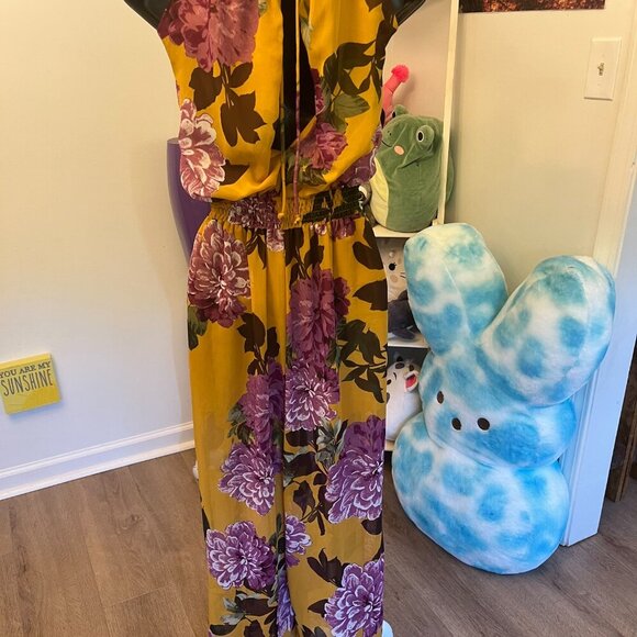 Sweet Storm Yellow Wide Leg Romper Size Large - Picture 2 of 6